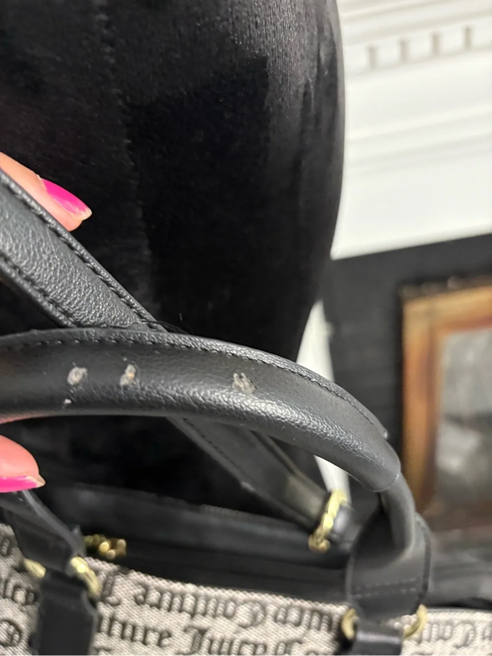 Juicy Couture Black and Beige Logo Messenger Bag